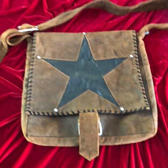 Unbuckle suede & leather messenger bag - Picture 1 of 6
